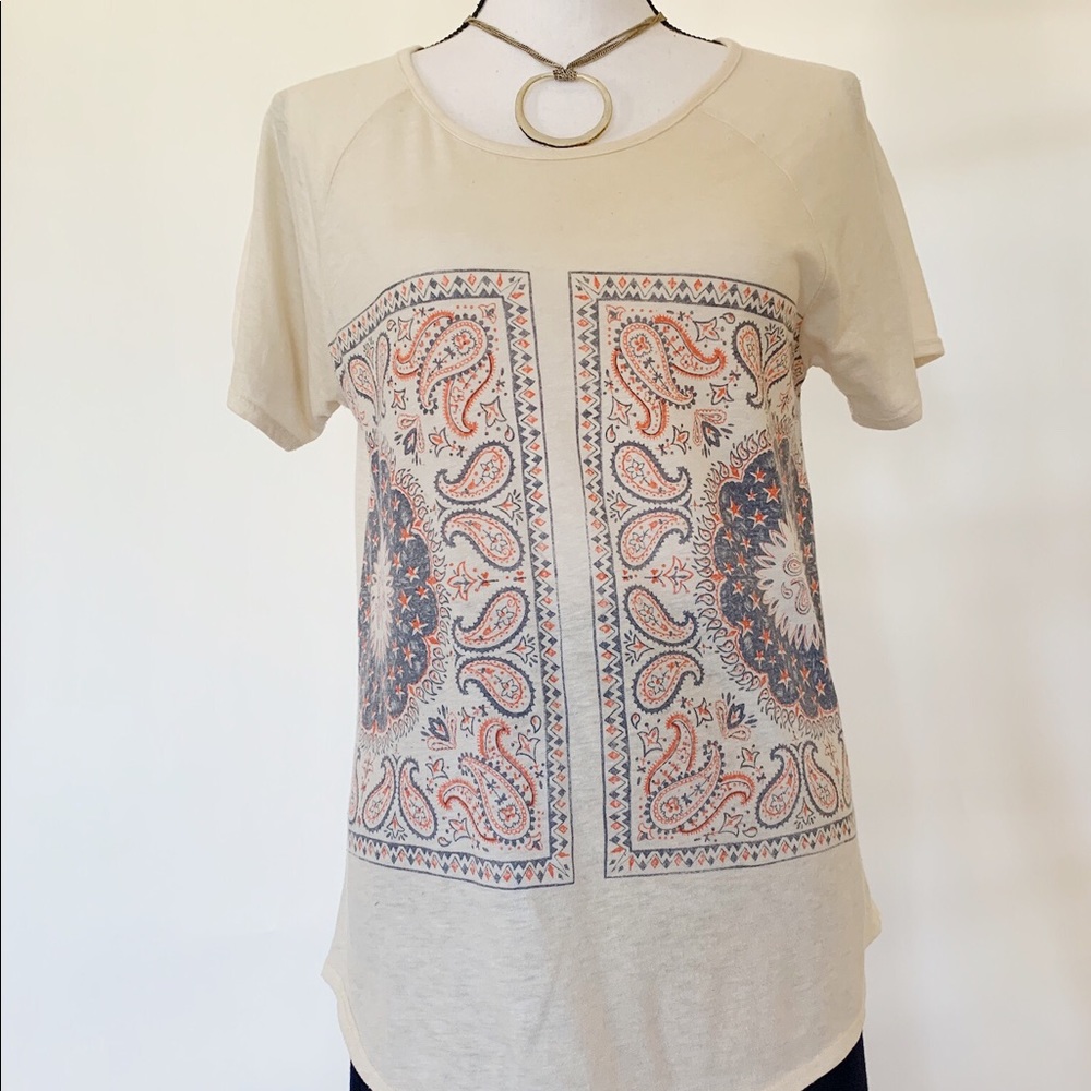 Lucky Brand Graphic Cotton T-Shirt|Cream|W|Med